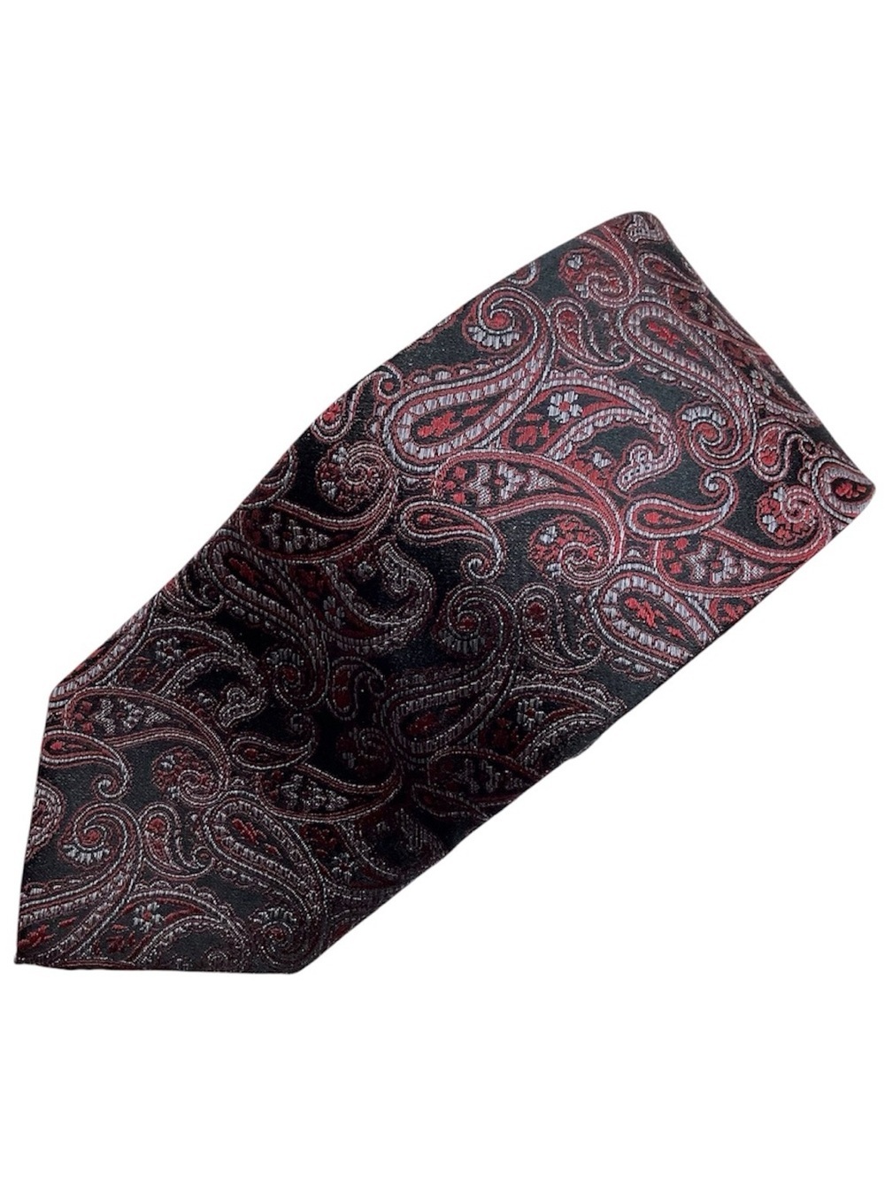 JOSEPH FEISS Silk Tie Black Red Paisley Woven Necktie Luxury